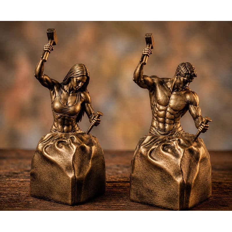 Escultura Homem ou Mulher Self Made Man 15CM Estátua decorativa Estatueta Motivacional Decoração Sala Quarto Pequena