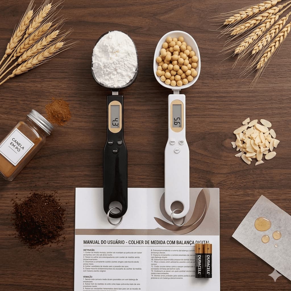 Colher Medidora Digital Com Balança Precisa Cozinha Praticidade Compacta Variada