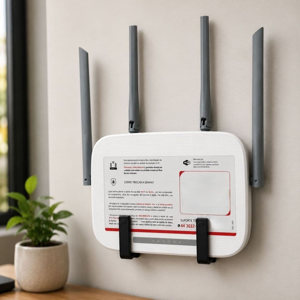Suporte Modem Roteador WIFI Parede Sem Furo Fita 3M Organizador Universal