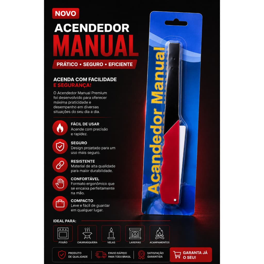 Acendedor De Fogão Manual Portátil Multiuso