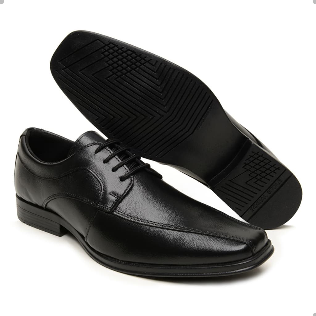 Sapato Social Masculino em Couro Legítimo Original Cadarço Mocassim Clássico Confortável e Estiloso