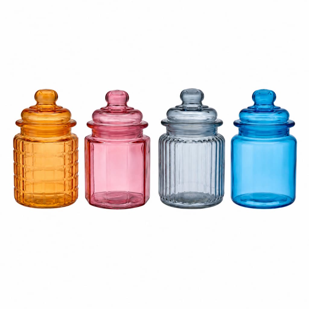 Pote de Vidro Hermético 300ml Colorido Organizador Decorativo