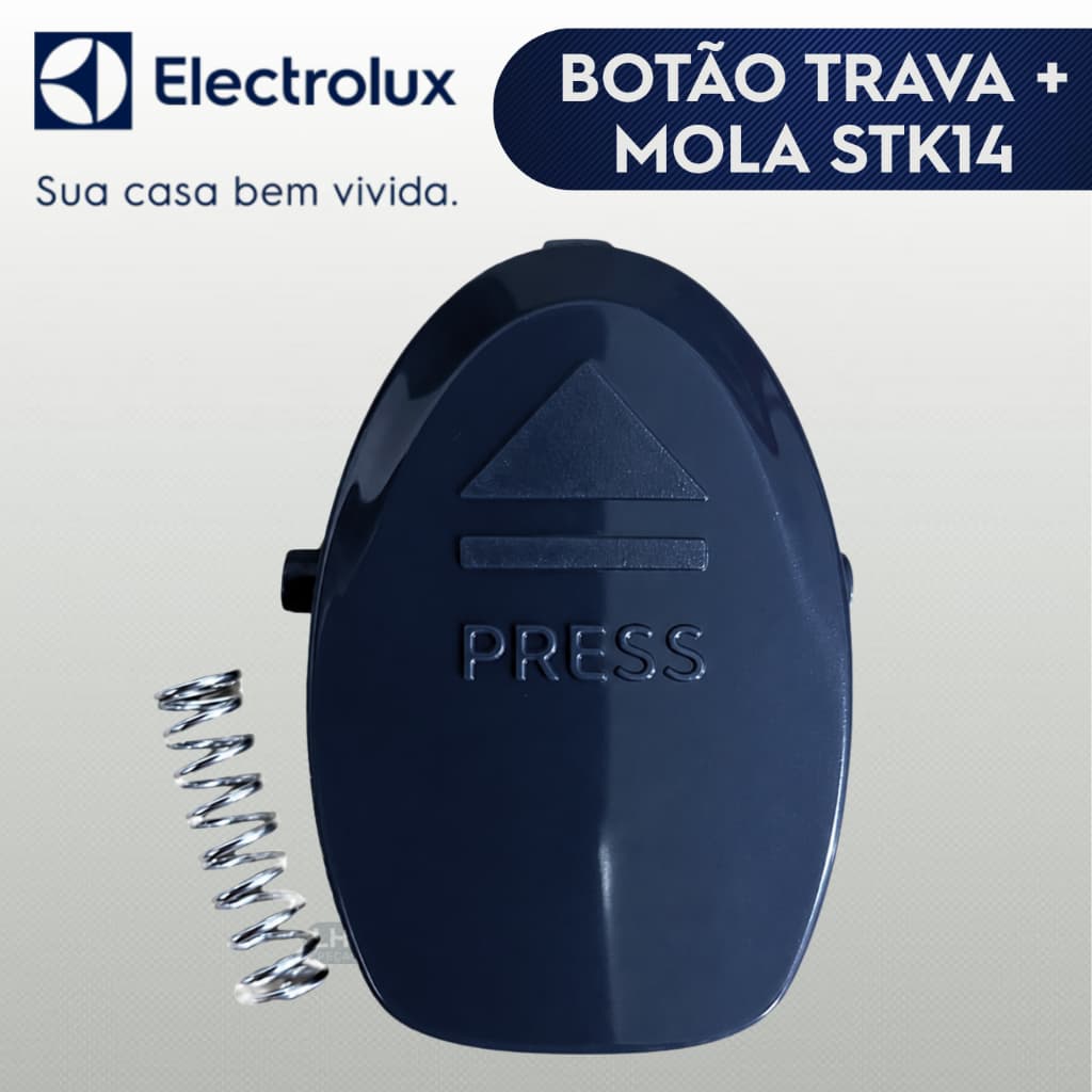 Botão Trava Reservatório Azul com Mola Aspirador de Pó Electrolux Stk14 Stk17