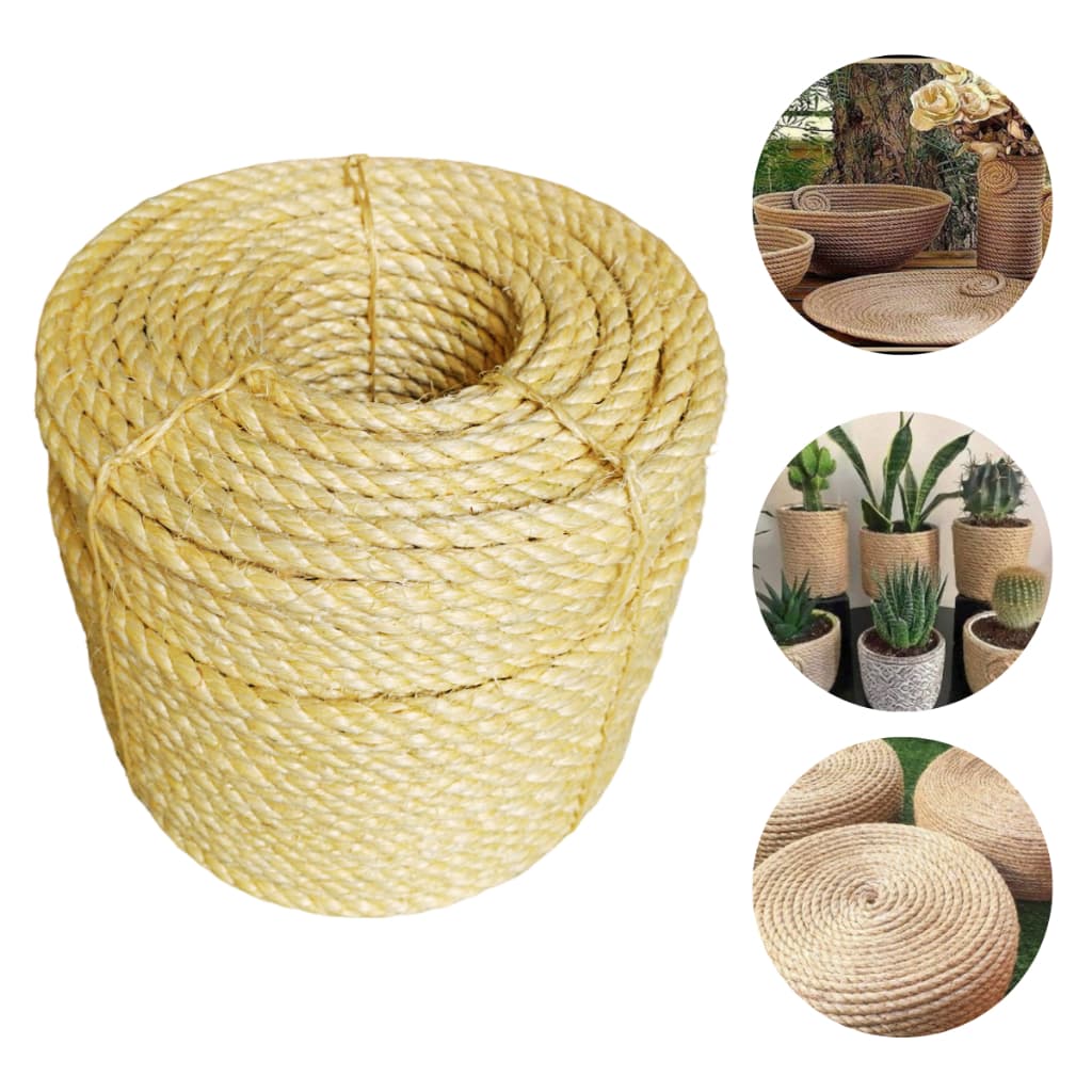 Corda de Sisal 10mm 100 Metros Natural Artesanato Decoração Alta Qualidade