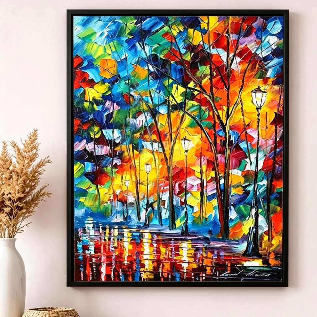 quadro 1 peça pintura arvores cores luzes