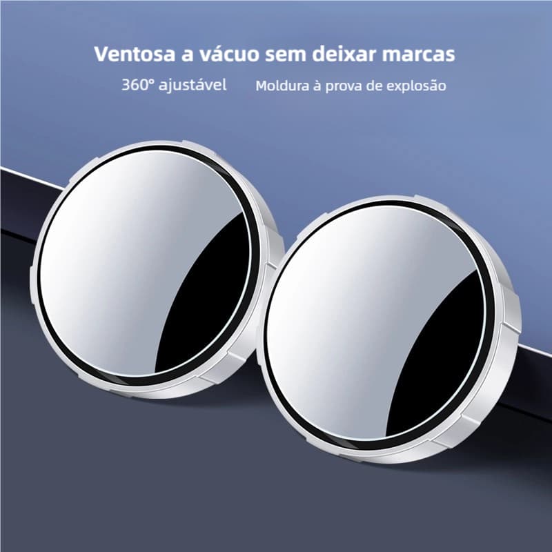 2 Peças Espelho Retrovisor Redondo 360° Elimina Ponto Cego Veicular