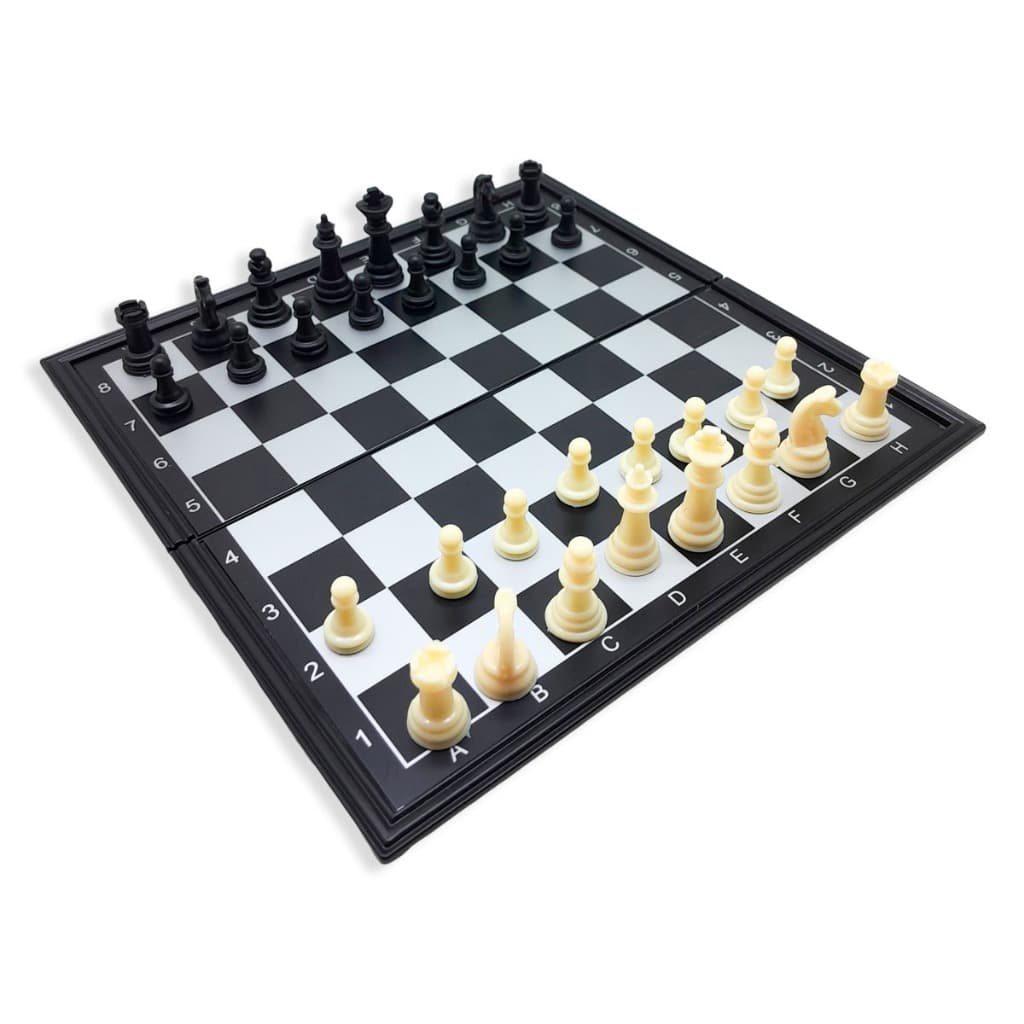 Tabuleiro Xadrez Magnético 24x24cm Dobrável Peças Pretas e Brancas com INMETRO - Jogo de Estratégia para família