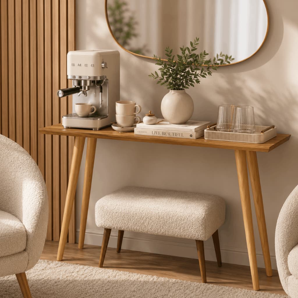 Aparador Retrô Pés Palito Madeira 115cm Grande Sala Buffet Cantinho do Café Decoração Hall Entrada Cozinha Apoio Bebidas