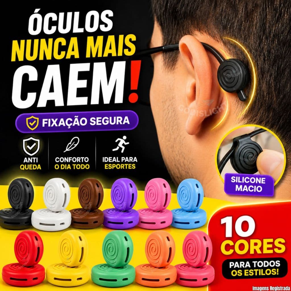 Trava Óculos Suporte Redondo Antiderrapante Silicone Não Cai Do Rosto Gancho Todos Modelos Oculo