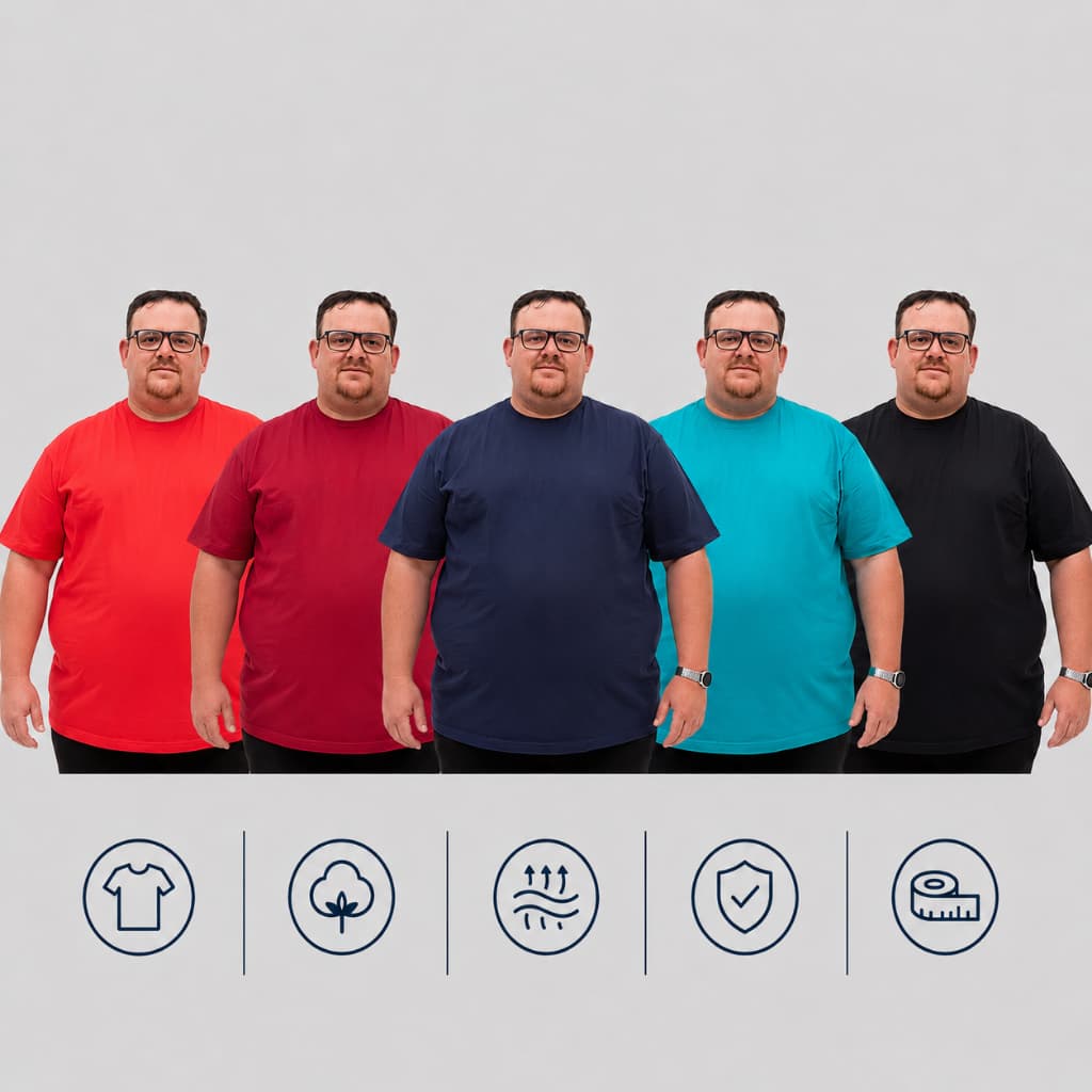 Kit 5 Camisetas Básicas 100% Algodão Lisa Confortável Modelagem Ampliada Casual Uso Diário Elegante