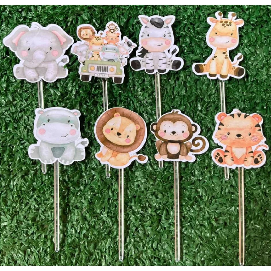 50 Toppers Safary Tags Docinhos Doces Lembrancinha safari Cupcakes