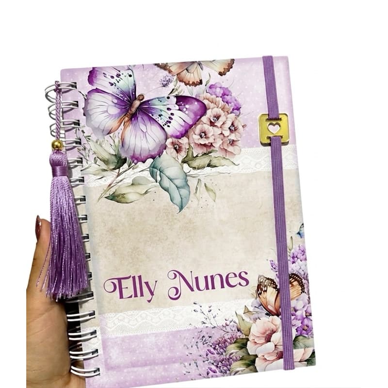 Caderno personalizado A5 Presente criativo Acompanha Marca Pagina Caderno com folhas decoradas 100 folhas