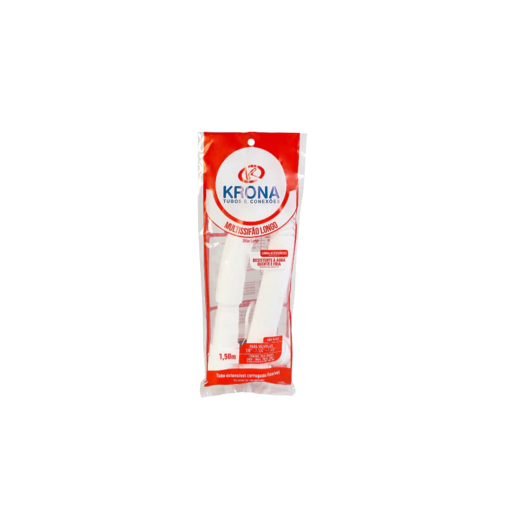 Pacote Com 12un Sifão Universal Extensivel 73Cm Branco 860 Krona