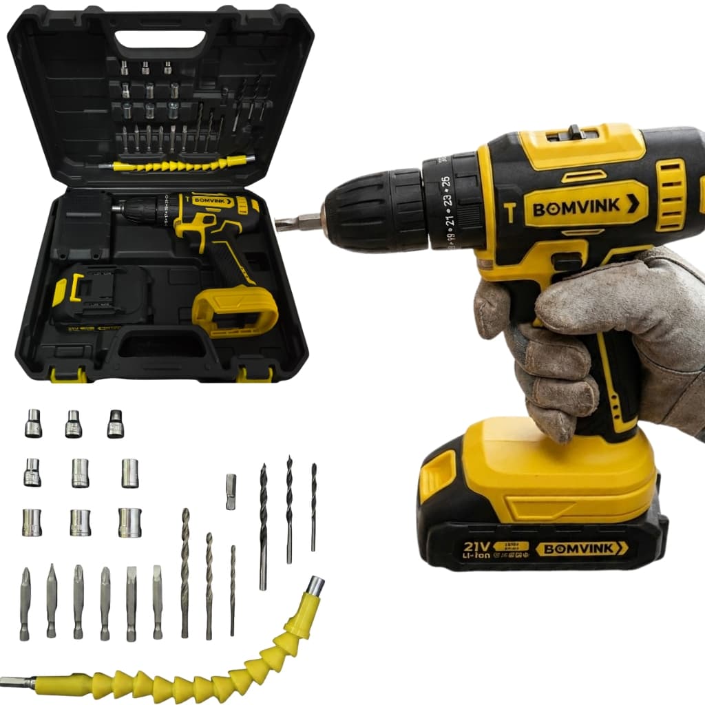 Furadeira E Parafusadeira Impacto 21v Profissional Bivolt Torque 28Nm Mandril Aperto Rapido Soquetes