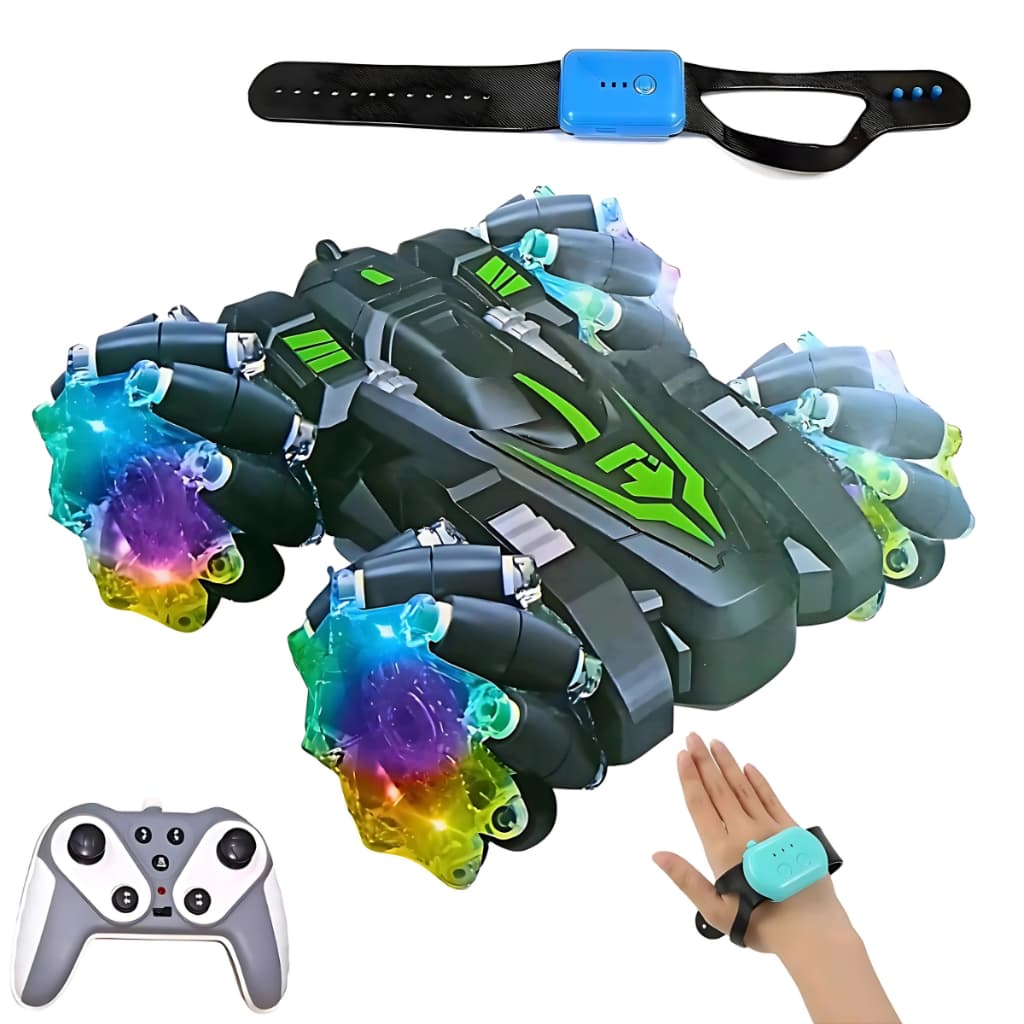 Carrinho Controle Remoto Sensor De Mão Recarregável Gira 360° Drift Luz LED Infantil