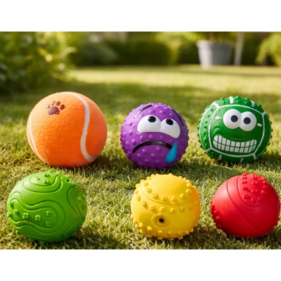 Kit 6 Bolinhas Cachorro Cães Brinquedo Pet Bola Modelos Variados Bolinha Divertidas Engraçadas