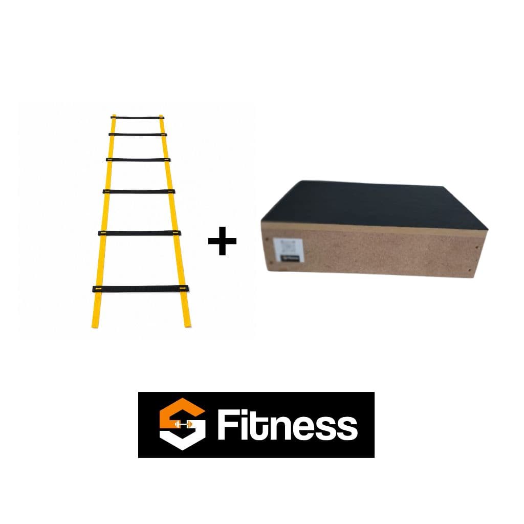 Kit Treino Funcional GS Fitness – Step MDF 45x30x12 + Escada de Agilidade 7 Degraus 3m