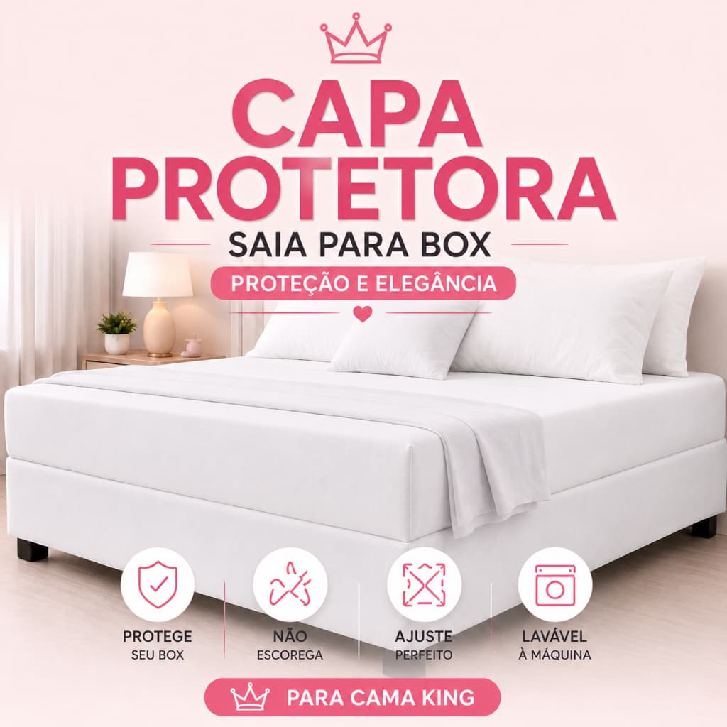 Capa Protetora Saia Para Box King Malha 100% Algodão