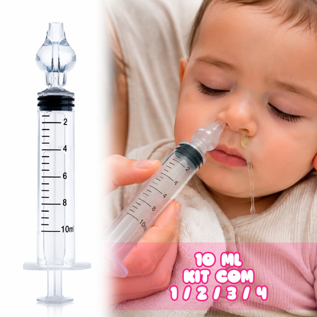 Kit 2 Seringas Lavador Nasal 10ml Bico Silicone Limpeza Nariz Bebê Infantil E Adulto Aspirador De Catarro Higienizador I