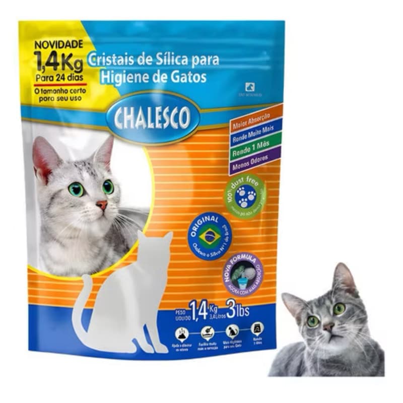 Areia Sanitária Pet Gato Cristais De Sílica 1,4kg Chalesco