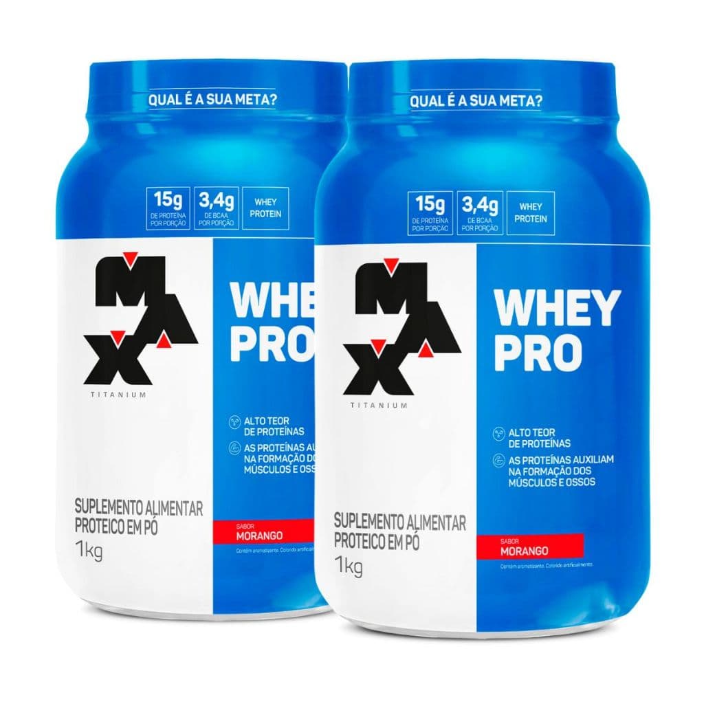 Kit 2 Whey Pro Max Titanium Protein Pro Com Bcaa E Aminoácidos 1kg