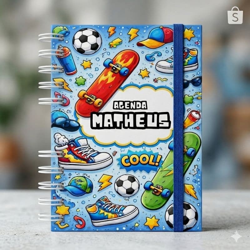 Agenda infantil Personalizada Com Nome Creche Berçário Escolar Permanente Menino Capa Dura A5