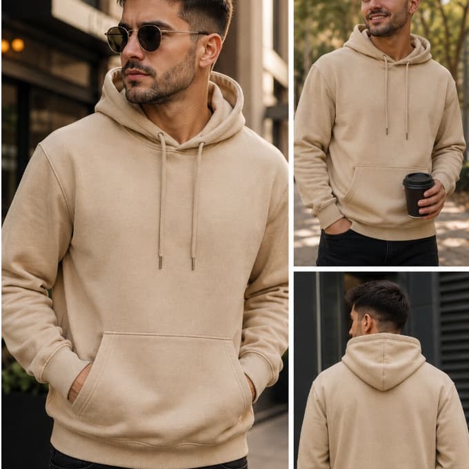Moletom Canguru Unissex Blusa de Frio Casaco Agasalho Algodão Liso Sem Estampa