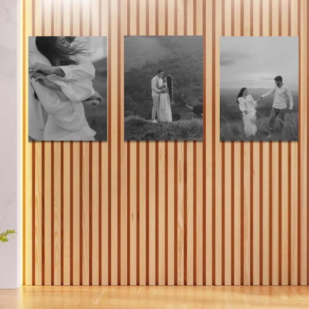 Quadros decorativos personalizados com suas fotos 3 peças decoração sala quarto premium mosaico