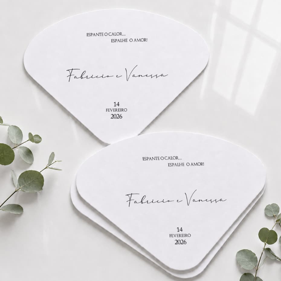 Ventarola Leque para Casamento Personalizado com Nomes e Data (9 dias úteis de produção)