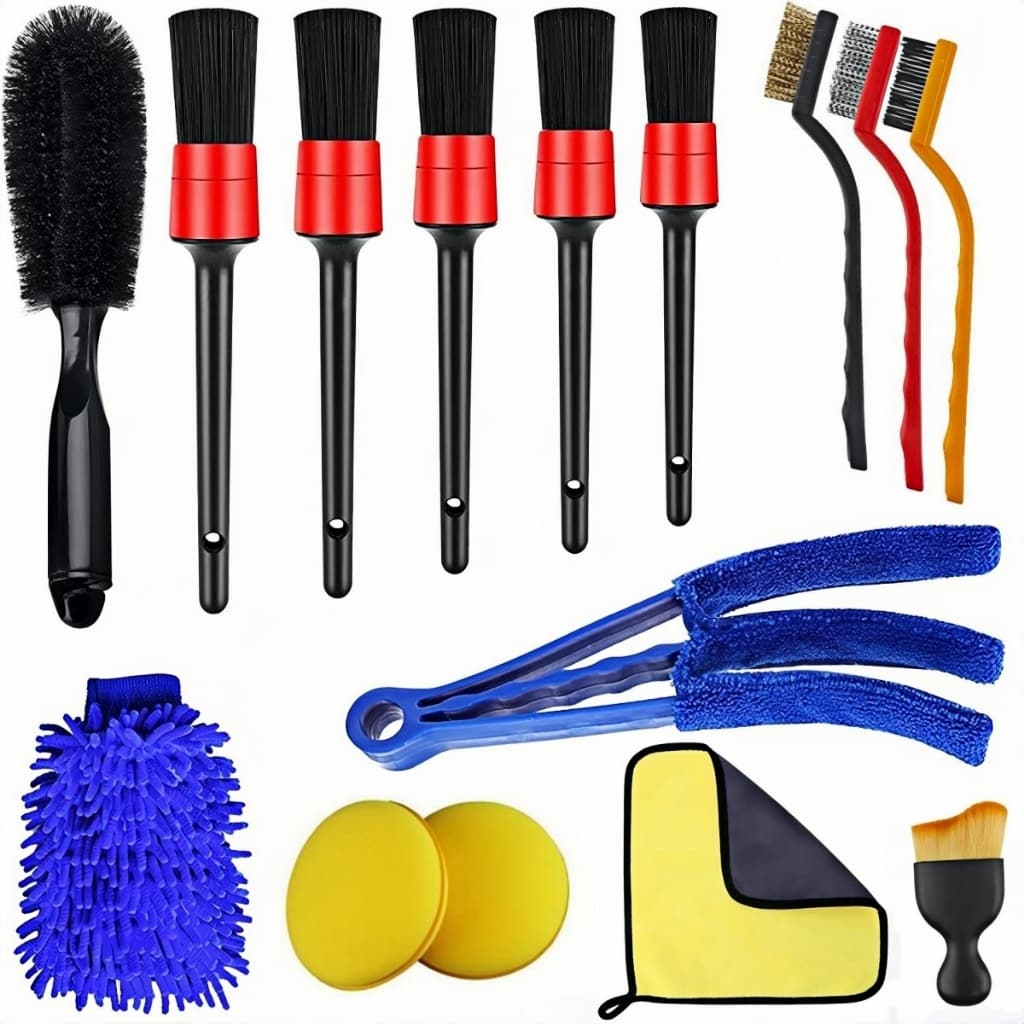 15 PCS Kit de Escovas de Limpeza de Carro Luvas de Lavagem de Carro