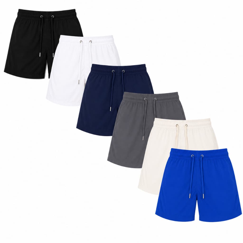 Kit 6 Shorts Mauricinho Tactel Elastano Básico Liso Casual Treino Academia Corrida Praia