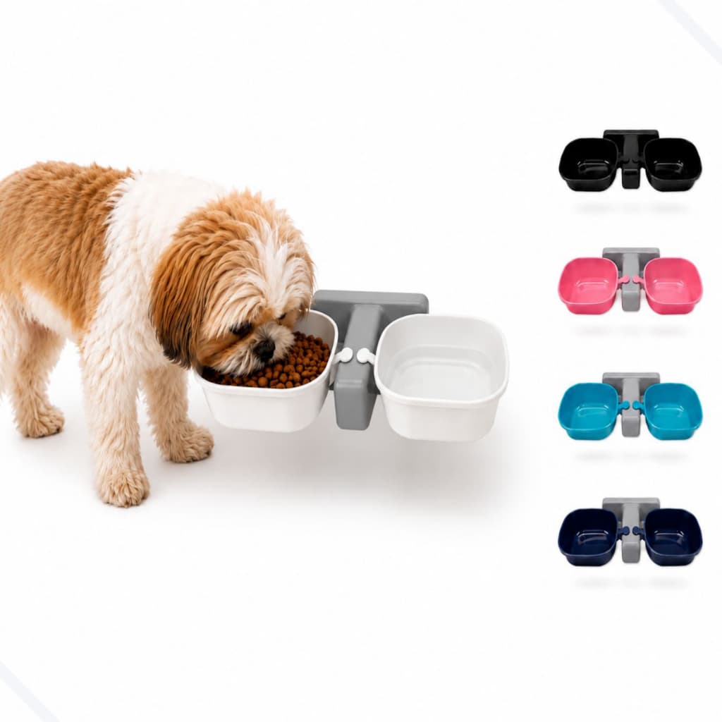 Comedouro e Bebedouro Decor Duplo Suspenso para Cães E Gatos