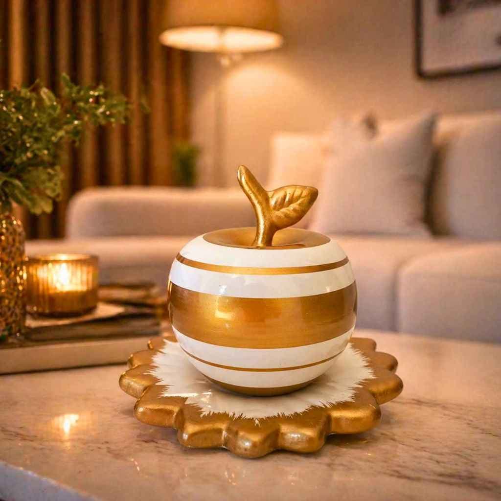 Maça de Cerâmica Enfeite Elegante Centro de Mesa Luxo