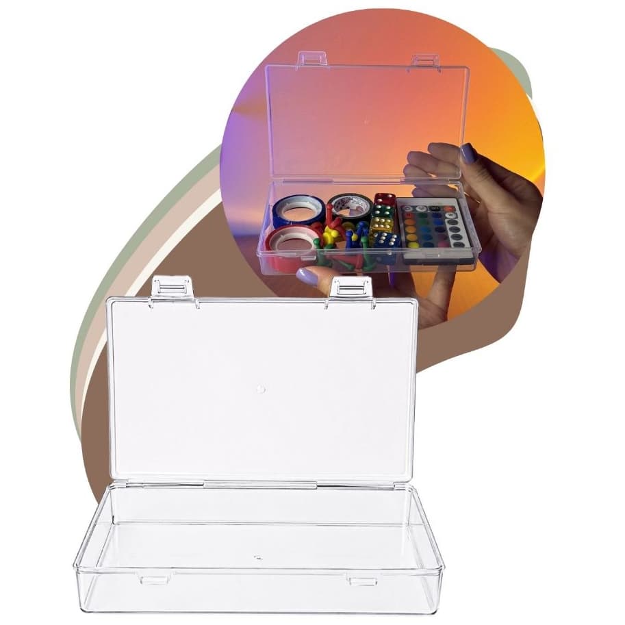 Caixa 15x3x8 Organizadora com Tampa plastica Transparente porta Joias photocards Pequena caixinhas