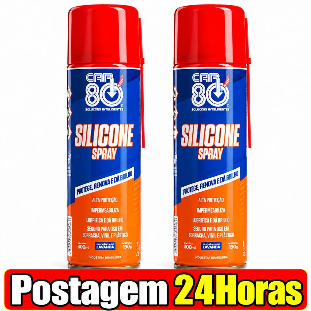 Kit 2 Unidades Silicone Spray Car80 Protege Renova Da Brilho Painéis De Veículos Canaletas de Vidros