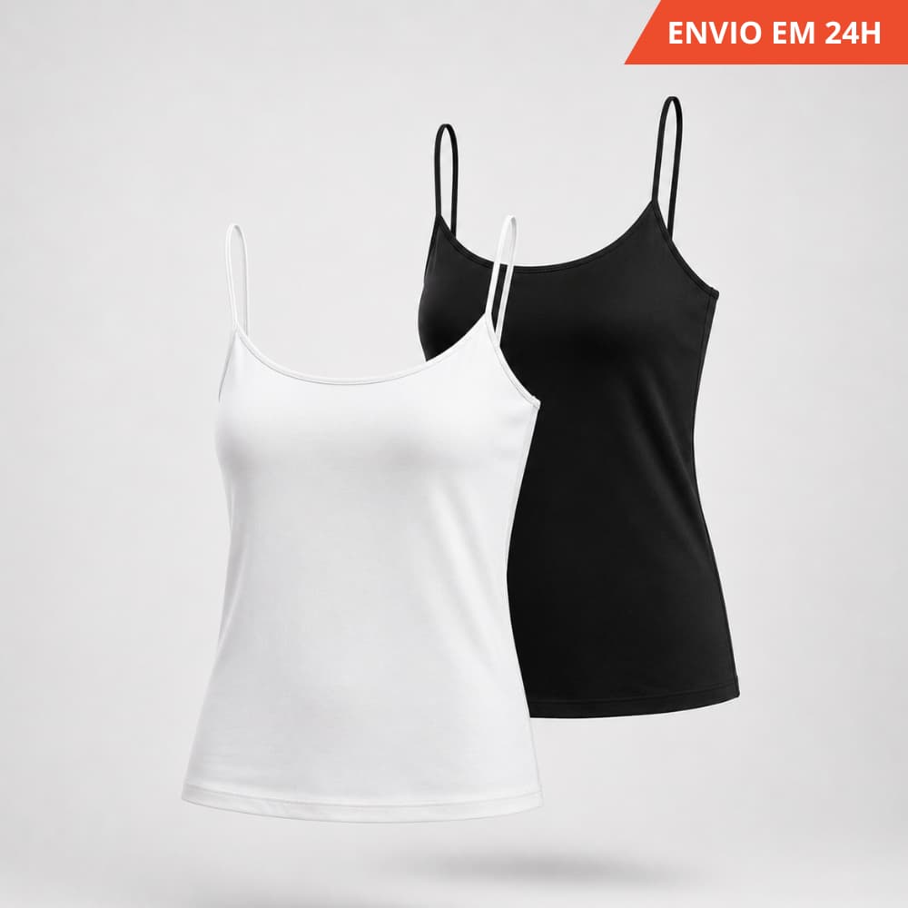 Kit Peças 2 Regatas de Alcinha Basica Aesthetic Moda Basic Blusinha