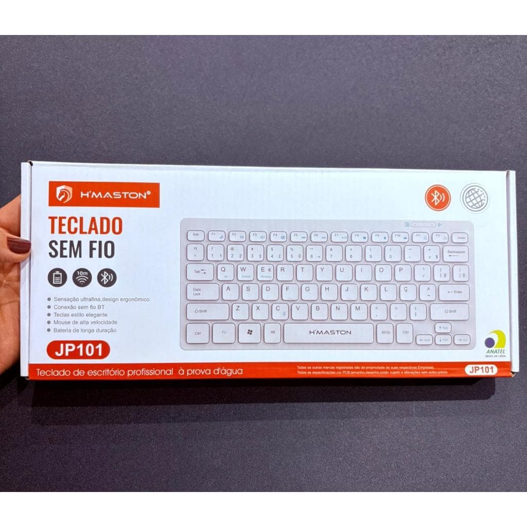 Teclado H'Maston conexão sem fio teclas e estilos elegante conexão Bluettoth à bateria 1pilha AAA na cor Branca