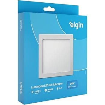 Painel Luminária Plafon LED 18W sobrepor Quadrado Elgin - Alta Economia de Energia