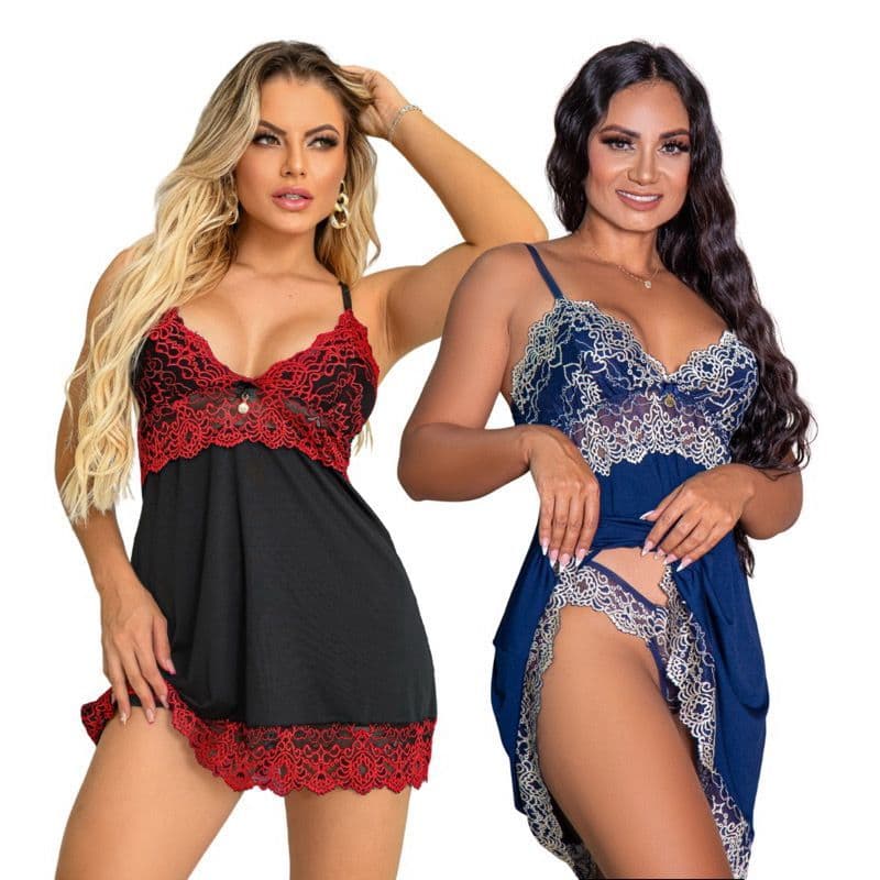 Camisola Em Renda Bicolor Sem Bojo Amora Dna