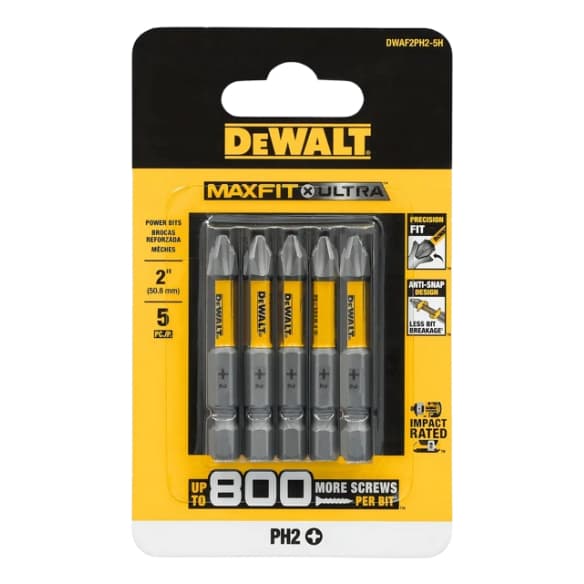Kit Pontas Bits Dewalt PH2 5 Peças DWAF2PH2-5H Profissional