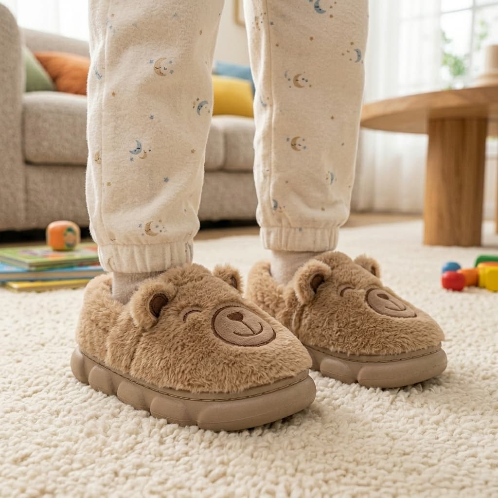 Pantufa Infantil Capivara Peluciada Super Quentinha Antiderrapante Confortável