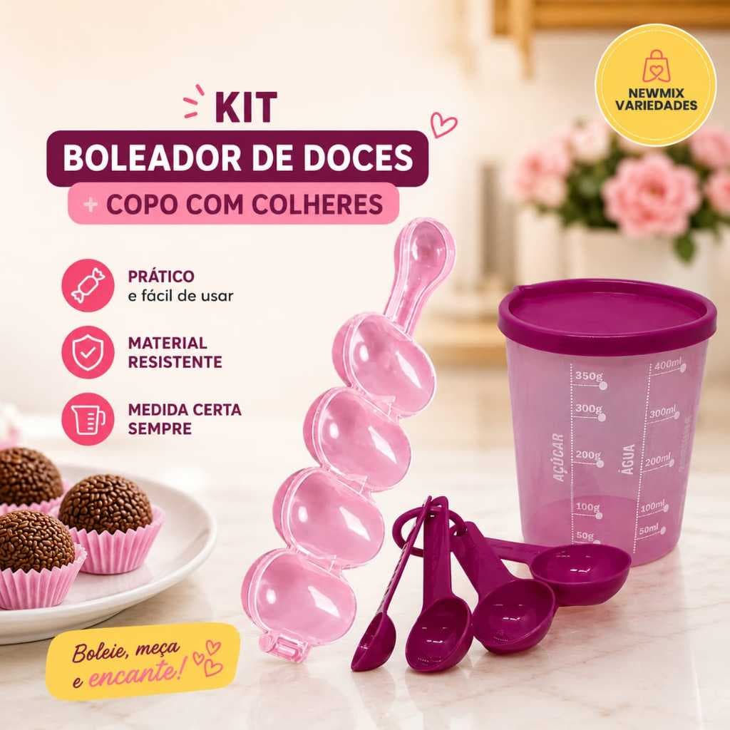 Kit Confeitaria Rosa – Boleador + Medidor Certa Injetemp – Doces e Precisão - NEW