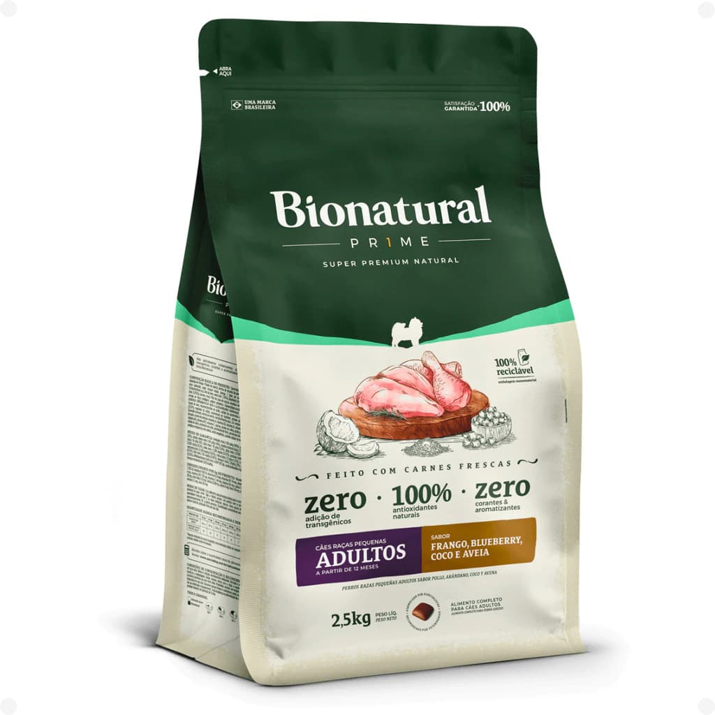 Bionatural Prime Raças Pequenas Cães Adultos Frango 2,5kg