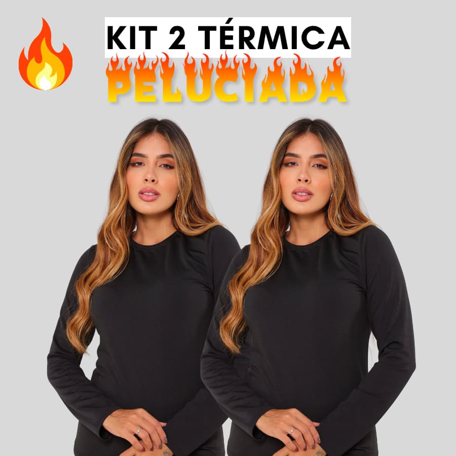 Kit Blusa Segunda Pele Térmica Peluciada Feminina Manga Longa Quente Inverno Confortável