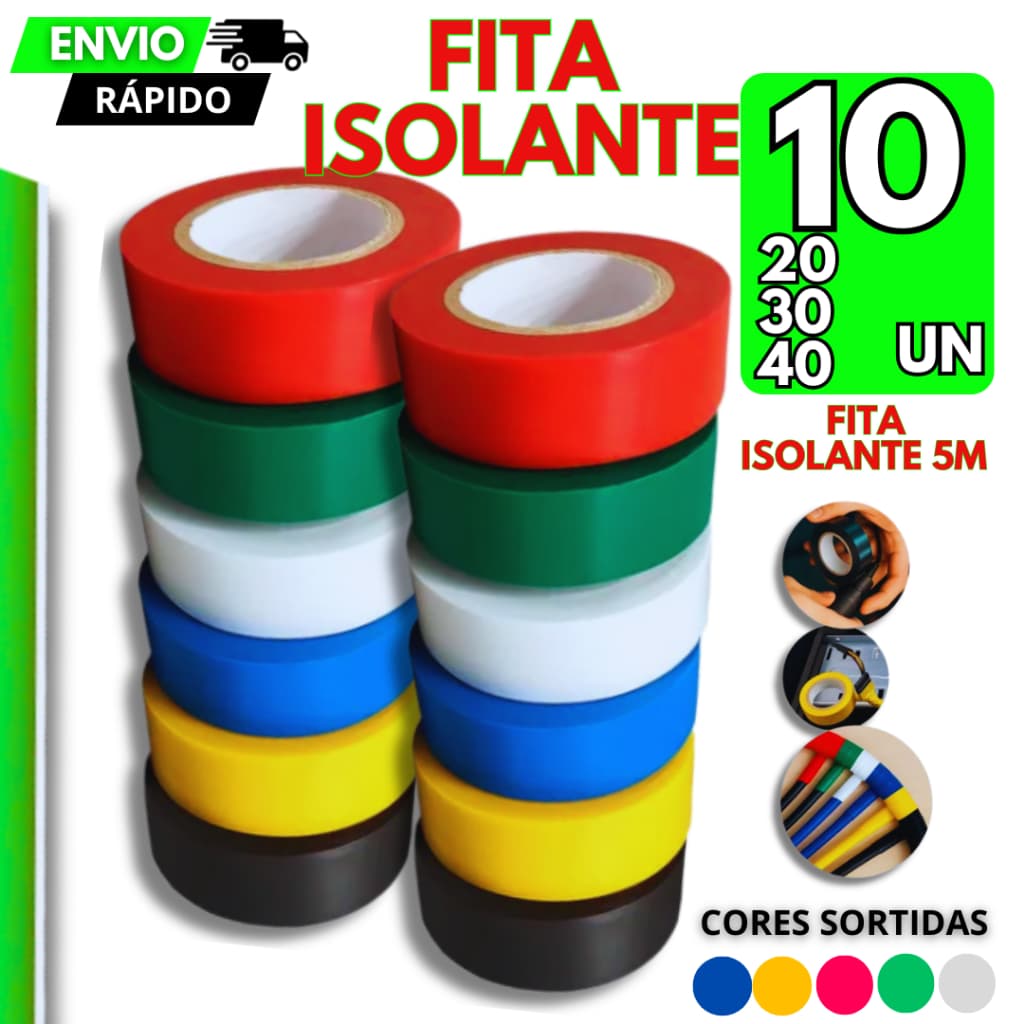 40/30/20/10 Fita Isolante Colorida Antichama Adesiva Fio Isolamento Cabo Construção Reparo Eletrica