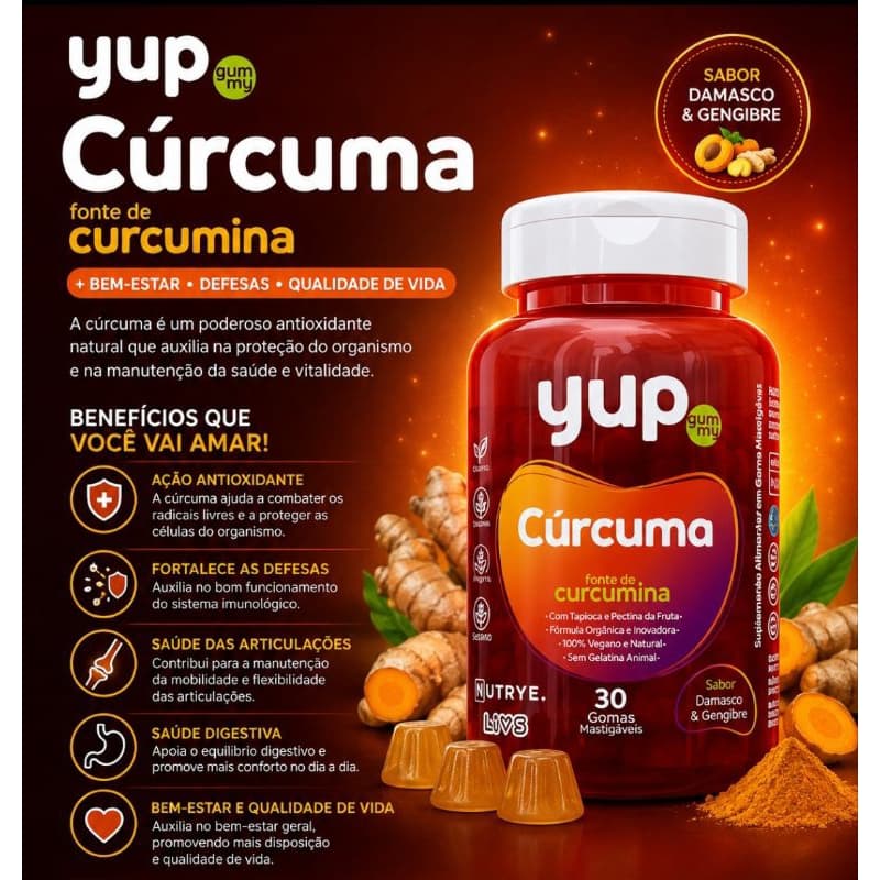 CÚRCUMA- AÇAFRÃO DA TERRA EM GOMAS SABIR DAMASCO E GENGIBRE- MELHOR ANTI INFLAMATÓRIO E ANTIBIÓTICO NATURAL- 30 GOMAS