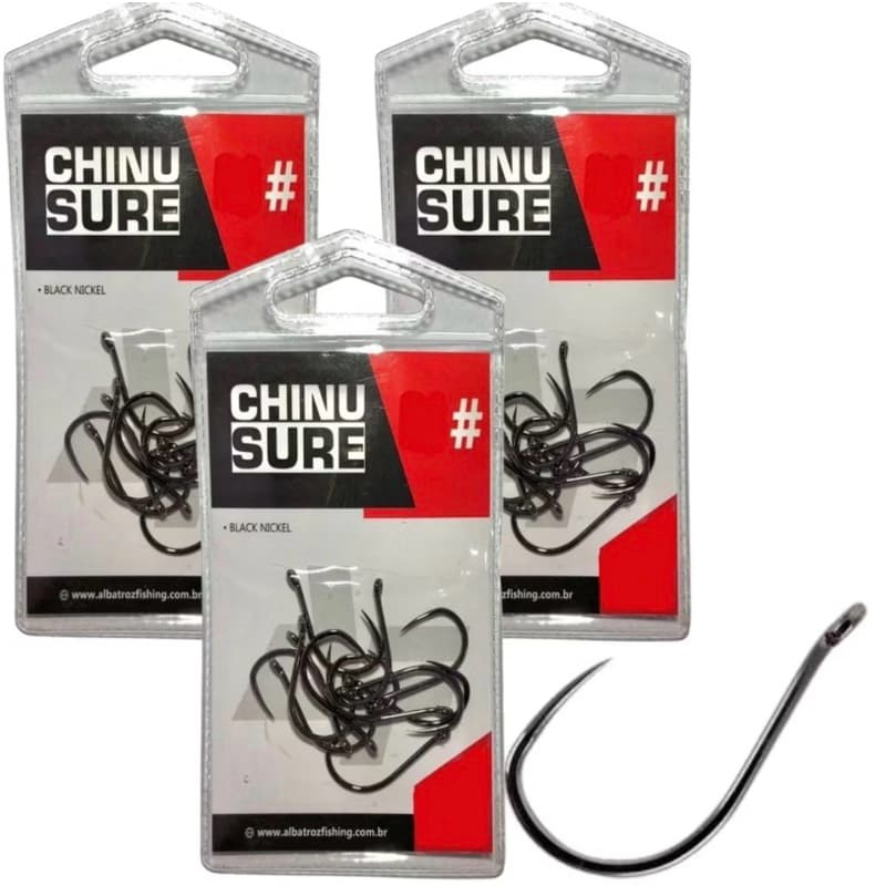 KIT 03UNS Anzol Albatroz Fishing CHINU SURE s/ Fisga – Vários Tamanhos Disponíveis