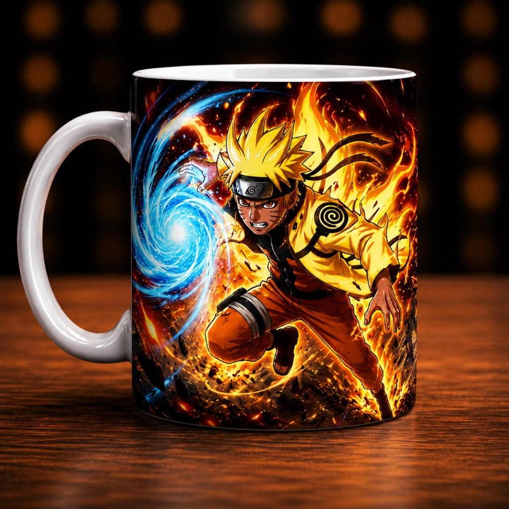 Caneca Naruto Shippuden Anime 325ml Cerâmica Personalizada Presente Geek Otaku Full Art Rasengan