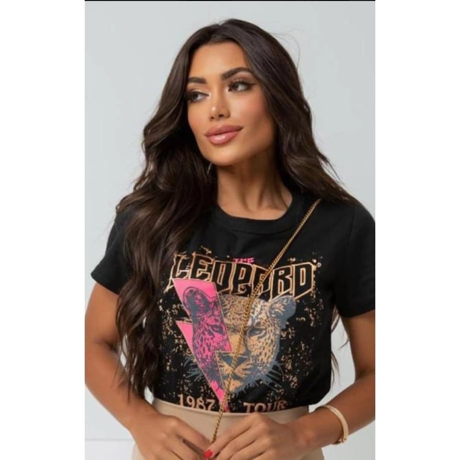 Blusa T-shirts feminino de Algodão oversized básica estampada e moda casual