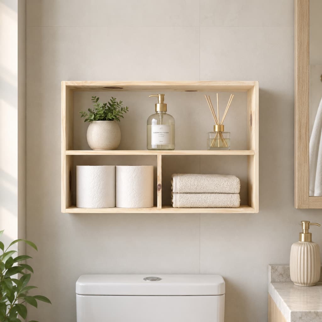 Nicho de Madeira Pinus com Prateleiras – Decoração e Organização com Estilo Natural